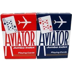 12 Decks Aviator Cards Red/Blue - Poker Size, Jumbo Index