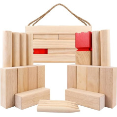 GOTHINK Kubb Toss Game Hinterhof Größe Kubb Wurfhof Spiel Set mit Holztragetasche/Kiste – Outdoor-Wurfspiel für Kinder und Erwachsene