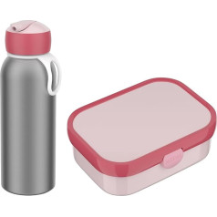 Mepal - Thermo-Lunchset Flip-Up Campus - Isolierte Edelstahl Trinkflasche für Kinder - 9 Stunden heiß & 12 Stunden kalt - Bento-Brotdose mit Einsatz & Gabel - Cool Pink
