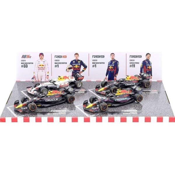 Red Bull Racing Set 4 Models Car Formula 1 F1 2021-2023 – Verstappen – Scale 1:43 12 cm – Bburago 38092V