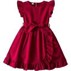 TYUSGH Gerüschtes Kleid für Kinder, Mädchen, süßes Kleinkind, Baby, ärmellos, Prinzessinnenkleid, Sommer, A-Linie, einfarbig, Party-Sommerkleid