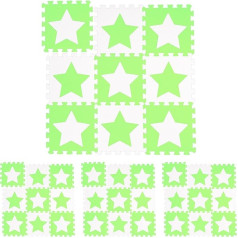 36-Piece Puzzle Mat Stars, 72 Puzzle Pieces, EVA Foam, Non-Toxic, Play Mat 3.2 m², White/Green