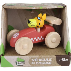 PLANÈTE BOIS - Pack of 12 Racing Vehicles - FSC - 030196PA - 12 Pieces - Multicoloured - Wood - Children's Toy - Car - Durable Toy - 12 cm x 8 cm - From 12 Months