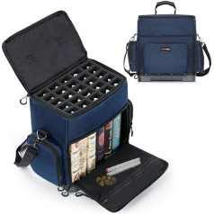 WISEPRO Tabletop Games RPG Shoulder Bag - Gaming Travel Bag with 2 Foam Storage Vaults, Moulded Base with Padded Shoulder Strap for Dice, Card Games, More - Board Game Carrier, blue, pocket organizer