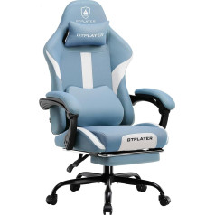 GTPLAYER Gaming Chair, Gamer Chair, Breathable Office Chair Made of High-Quality Fabric, Ergonomic PC Chair, Adjustable and Rotating Desk Chair with Footrest, Blue