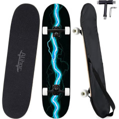 31 Inch Standard Skateboard, 7 Layers Maple Deck, Complete Skateboard, Suitable for Children, Teenagers, Adults, Beginners and Professionals, with a Maximum Load of 150 kg