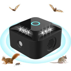 Ultrasonic Mouse and Rats 360°, Mouse Repellent & Ants Repellent with Ultrasound, Device Ultrasonic Mouse with Strobe Lights and PIR, for Rodents, Mice, Squirrels, Spiders, Roach