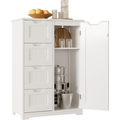 Bealife Bathroom Cabinet Narrow Side Cabinet with 4 Drawers Cabinet Door Adjustable Divider Suitable for Bathroom Living Room Kitchen Hallway