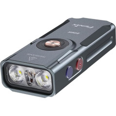 fenix E06R Grey Rechargeable 4-in-1 Mini Light, 700 Lumens, 110 m, 60 Hours Max, 4 Levels White Dual LED Lighting, Red, Blue, RGB Ring Light, UV Light and Red Light Pointer, IP66