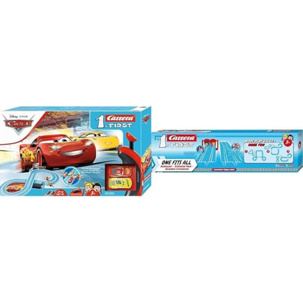 Carrera First Disney Pixar Cars - Race of Friends Car Racing Track I 2.4 m Race Track I 2 Remote Controlled Cars with Lightning McQueen & Cruz Ramirez & 20067001 First Extension Set One Fits All