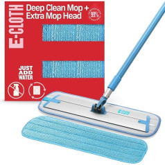 e-cloth Deep Clean Mop with Extra Mop Replacement Head, Microfibre Mop, Perfect Floor Cleaner for Hardwood, Laminate, Tile and Stone Floors, Washable and Reusable, 100 Washing Promise