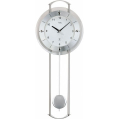Modern AMS 5254 Radio-Controlled Pendulum Wall Clock with Radio Pendulum Movement Silver / White