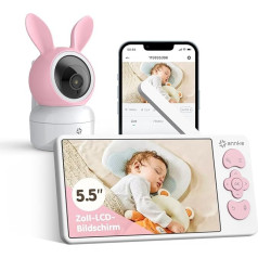 ANNKE 2K FHD Baby Monitor with Camera, 5.5 Inch WiFi Video Baby Monitor PTZ 360°, IR Night Vision, Automatic Tracking, Crying/Motion/Noise Detection, Temperature Display, Mobile App Control