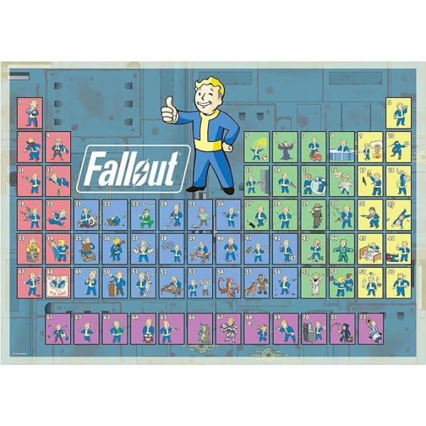 Fallout Periodic Table by Vault Boy 1000 Piece Puzzle for Adults | 28 x 20 inches