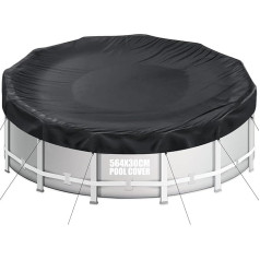 Aipwerer Round Pool Cover for 500-550 cm Pool, Pool Tarpaulin Diameter 564 cm, Summer and Winter Pool Tarpaulin, 420D Oxford Tear-Resistant, Tarpaulin for Intex & Bestway Pools (Black Drawstring)