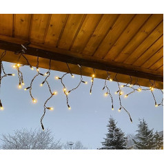 LEDZEIT - Professional Series - LED Icicle Light Fairy Lights Outdoor, Icicle Light, Extension Chain without Power Cable, 3 m x 0.5 m, 2 Segments, Continuous Light, Warm White, Max. 288 m, for
