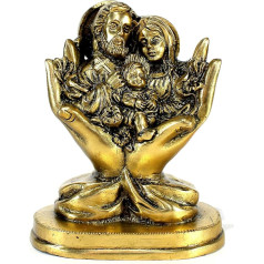 StonKraft - 14cm Brass - Mary Joseph and Jesus Christ - Jesus Family in Hands - Idol Murti Statue Sculpture Figure