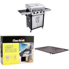 Char-Broil Convective 440S & 140766 - Universal Weather Protection Cover for 3 & 4-Burner Gas Grill & 140 515 - Cast Iron Grill Plate Attachment for Side Burner All Char-Broil Models