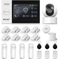 LWOHSI WiFi+4G Alarm System with Camera - Smart Home Alarm System Wireless with 4.3 Inch Touchscreen for Home/Apartment/Office/Garage