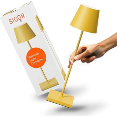 SIGOR Nuindie 2.0 Dimmable LED Battery Table Lamp Indoor & Outdoor IP54 Splashproof Height 38 cm Rechargeable with USB-C 12 Hours Light Time Sun Yellow
