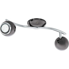 EGLO Bimeda LED Ceiling Light, 2-Bulb Ceiling Light, Metal Ceiling Spotlight in Nickel Nero and Chrome, Living Room Lamp, Spotlights Including GU10 Bulb, Warm White