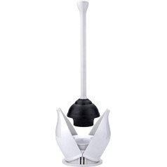 Toilet Plunger with Shelf, Toilet Pump for Bathroom with Bracket, Heavy Duty Toilet Plunger with Bracket, White