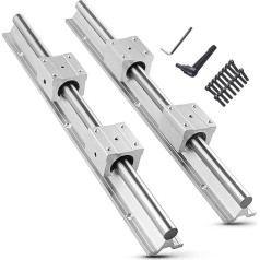 CNCMANS Linear Guide, Linear Rail, 2x SBR20-600 mm Stainless Steel Guide Rails with 4x SBR20UU Linear Bearing Blocks, CNC Parts for 3D Printer Stepper Motor (Linear Guide SBR20 600 mm)
