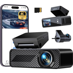 Pelsee P1 Duo 4K Dash Cam Car Front Rear with 5G Wi-Fi, 64GB SD Card, 1.5 Inch IPS Display Dual Car Camera with 24H Parking Monitoring, Super Night Vision, 170° Wide Angle, APP, G-Sensor, Max 256GB