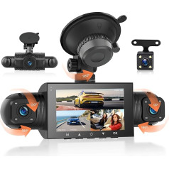 Rimoody FHD 4 Channel Dash Cam Car 360 Degree with 4 Cameras 1080P Front and Rear Left Right, 3 Inch 1080P Dash Camera Car Camera with IR Night Vision/Loop Video/24H Parking Monitor/G-Sensor/Parking