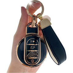 ontto Car Key Case Protective Cover Fits BMW Mini Cooper S One Clubman Countryman F54, F55, F56, F57, F60 Accessories Remote Key Ring, TPU Key Case, Key Box, Black R