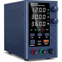 NANKADF Laboratory Power Supply 0-120V0-3A DC Regulated Power Supply with Data Memory Variable Switching Power Supply High Precision LED Display Laboratory Power Supply with 5V/3.6A USB Port