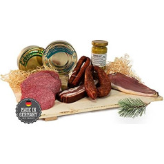 Black Forest Butcher Shop Gift Basket - in Linen Bag - 8-Piece Gift Basket with Delicious & Savoury Sausage Specialities such as Ham, Country Hunter, Cherry Water Salami, Ham Sausage
