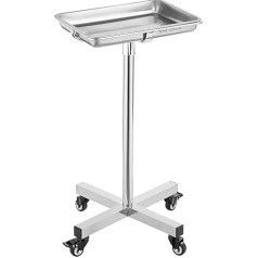 VEVOR Laboratory Trolley Serving Trolley Stainless Steel with Removable Trays Made of Stainless Steel Load Capacity up to 16 kg, Adjustable Height 64-101 cm, Medical Tray for Spa Salon Clinic Personal
