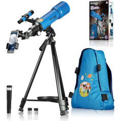 Bresser Junior Children's Telescope 70/400 Lens Telescope for Children from 8 Years, Astronomy Beginners, Telescope with Backpack, Accessories & Smartphone Holder, Night Sky Observation, Blue
