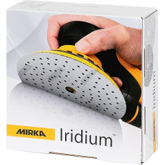 Mirka Iridium Premium Sandpaper Diameter 150 mm Velcro 121 Hole Grain 60 Pack of 50 / for Sanding Paint, Spatula, Primer, Wood, Steel, Mineral Materials, Plastic