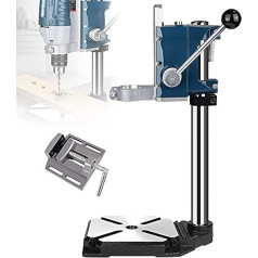 Drill Press, Pillar Drill Bench with Vise/Pressure Plate Drill Press Stand with 90° Rotating Head, Adjustable Drill Press Table Workstation, Cast Iron Base + Fine-Tuned Design, B, Constructive23