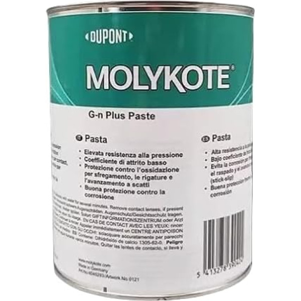 MOLYKOTE G-N Plus Paste 1kg 1kg High Performance Molybdenum Disulfide Grease for Bearings, Gears and Threads, High Load Capacity, Low Coefficient of Friction