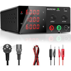 RUZIZAO Schreibtischnetzteil 60 V, 10 A, 600 W, verstellbares Labornetzteil mit hoher Leistung, professionellem Gleichstrom, mit 4-stelliger LED-Anzeige, hohe Präzision und stabiler Ausgang