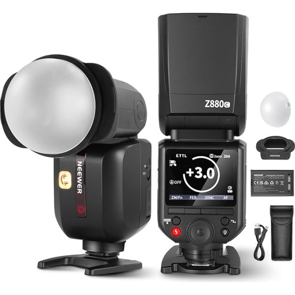 NEEWER Z880-C 76W 2.4G TTL Camera Flash Speedlite Flash Compatible with Canon, Diffuser and Adapter, Modelling Lamp, TTL/M Quick Switch, GN60 1/8000s HSS 7.2V/3000mAh Battery 600 Full Power Flashes
