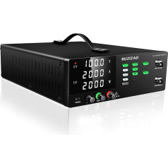 RUZIZAO Labornetzteil, 0-100V 0-20A 2000W Hochleistungs-Labornetzgerät, DC Regelbar Netzgerät mit Ausgangsschalter, OCP und OVP, Memory-Funktion, Encoderregelung, 4-stellige LED-Anzeige, Lockout-Taste
