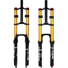 splumzer Bicycle Suspension Fork 26/27.5/29 Inch for Mountain Bike DH Air Double Shoulder Downhill Abseiling Shock Absorber Straight Tube Ultralight Bicycle Shock Absorber Pull Adjustment