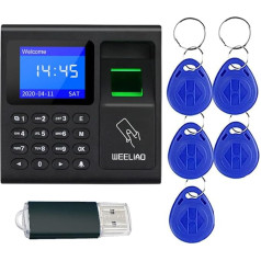 WEELIAO Time Attendance Machine Fingerprint Password Watch for Employees with Finger Scan, RFID and PIN Punching in One (F30 3.5