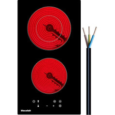 Weceleh Self-sufficient Glass Ceramic Hob 2 Plates Built-In Hob 2 Hobs 220 V 2 Zones Dual Circle Zone 28 cm 3200 W Black