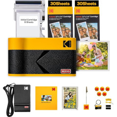 KODAK Mini 2 ERA 4PASS Mobile Photo Printer (5.3 x 8.6 cm) Gift Package + 8 Sheets Included + 60-Sheet Cartridge, Yellow