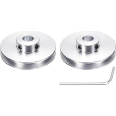 sourcing map 2 Pieces Single Groove Pulley 12mm Fixed Bore 60mm OD Aluminum Alloy Mechanical Pulley with Hex Wrench for 6mm PU Round Belt