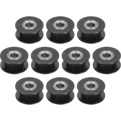 sourcing map 2GT Spannrolle, 5 mm Bohrung, 18 mm Durchmesser, 6 mm Breite, Zahnlos, Schwarz, 10 Stück