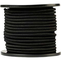 SNURO Elastic Rubber Cord (8 mm, 50 m, Black) - Professional Quality Rubber Cord - Weatherproof and Reusable - Breaking Force 80 kg - WLL 40 kg