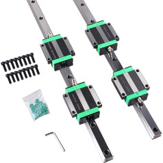GooEquip Linear Guide 2 Pieces HGR20 1500 mm Linear Rail with 4 Pieces HGW20CC Bearing Blocks for DIY 3D Printer, CNC Machine, Electrical Devices, Lathes, Linear Guide Rail