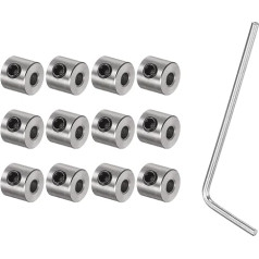 sourcing map 12 Pcs Screw Neck Set 3mm Bore Stainless Steel Shank Collars 8mm OD 7mm Width Landing Gear Stoppers Wheel Collar with Hex Wrench