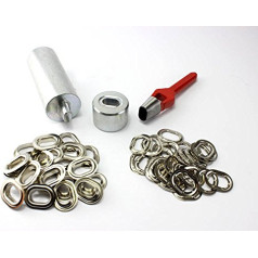 Oval Eyelets Punch Punch Punch 22.5 x 13.5 mm + 100 Oval Eyelets Brass Nickel Rust-Proof